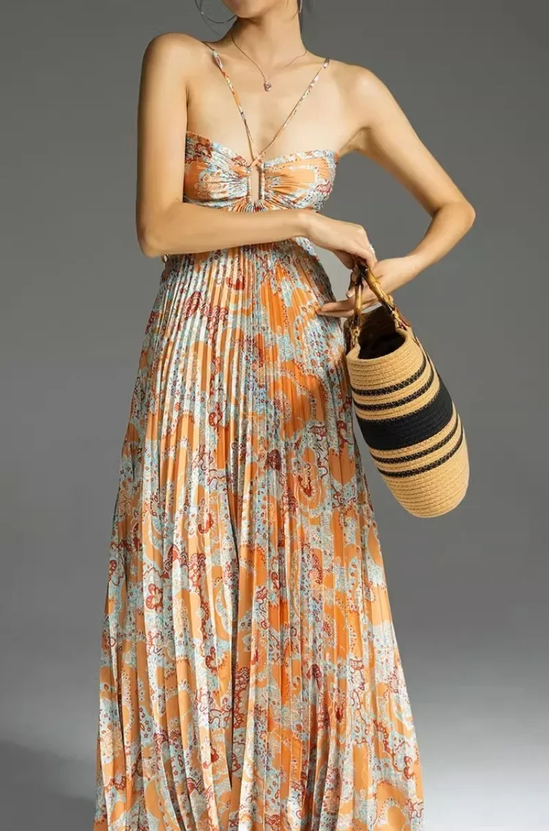 

Платье женское с цветочным принтом, ажурное пикантное вечернее облегающее в стиле бохо, одежда для отпуска, без рукавов, на лето