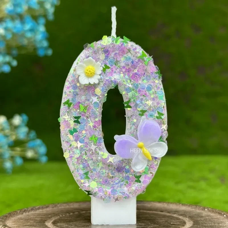 Purple Butterfly Birthday Candle, Colorful, Number 0-9 Candle, Cake Topper Decoration, Birthday Party, Home DIY