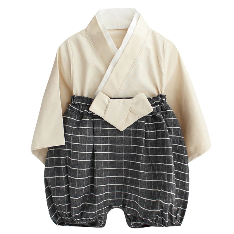 Retro Kimono Summer Baby Girl Clothing Tops Long Sleeve Bathrobe Japanese Newborn Baby Kimonos Unisex Playwear Outfits 2Pcs Sets
