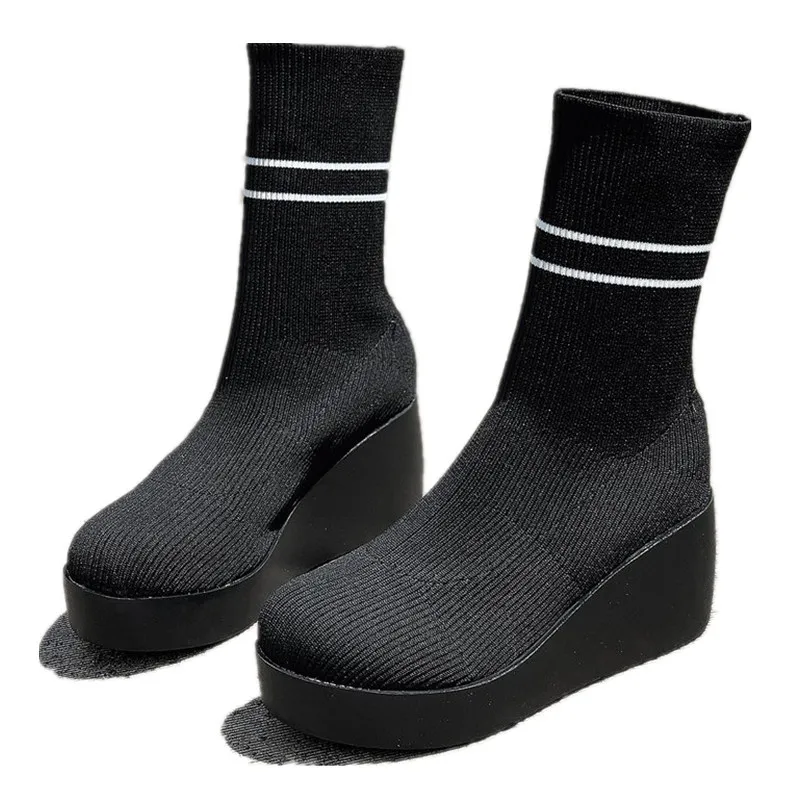 Winter Platform Wedge Women's Fashion Ankle Thick Boots Gothic Fashion Fashion Style Shoes Comfortable Punk Boots Plus Size 43