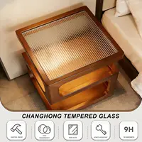 Solid Wood Nightstand with LED Light, Modern 3 Tier Bedside Table with Open Storage, Small Side Table for Bedroom, Customized 3