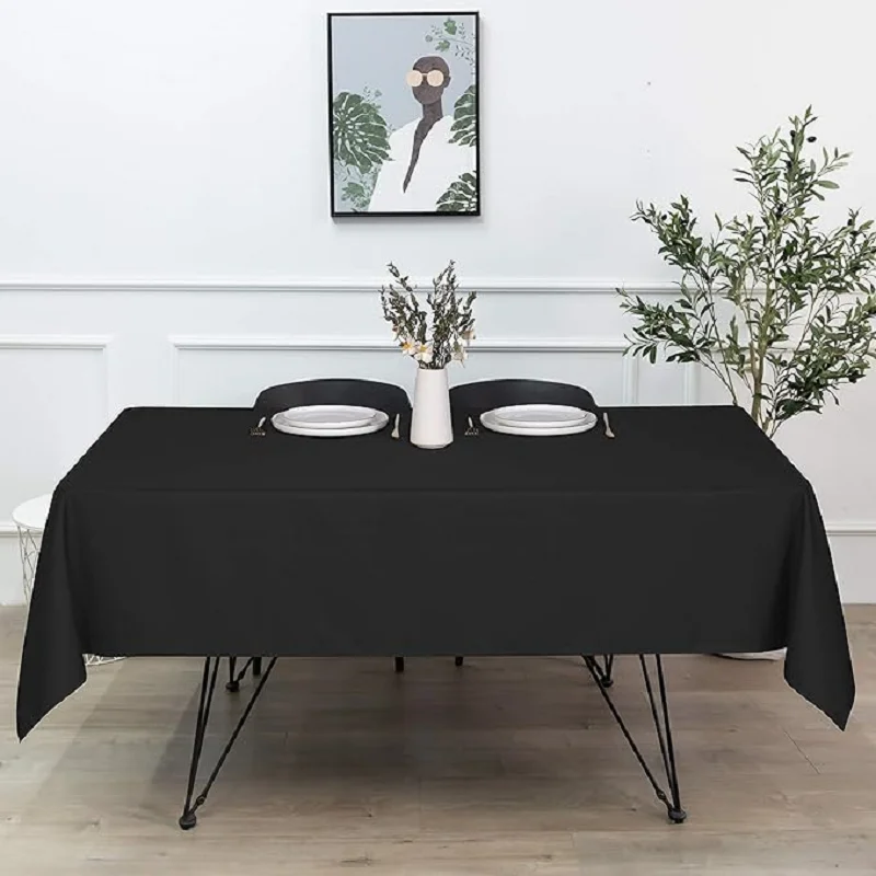 Black Rectangular Tablecloth - 54 x 108 inches - Disposable Tablecloths for Meals, Parties and other Occasions