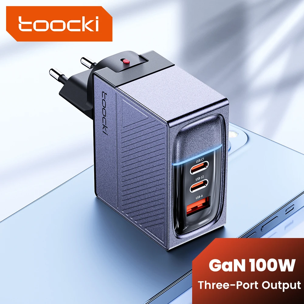 

Зарядное устройство Toocki 100 Вт GaN, быстрая зарядка 4,0 QC3.0 PD4.0, USB Type C, быстрая зарядка для Macbook, iPhone 14, 13, Samsung S22, Huawei, Xiaomi