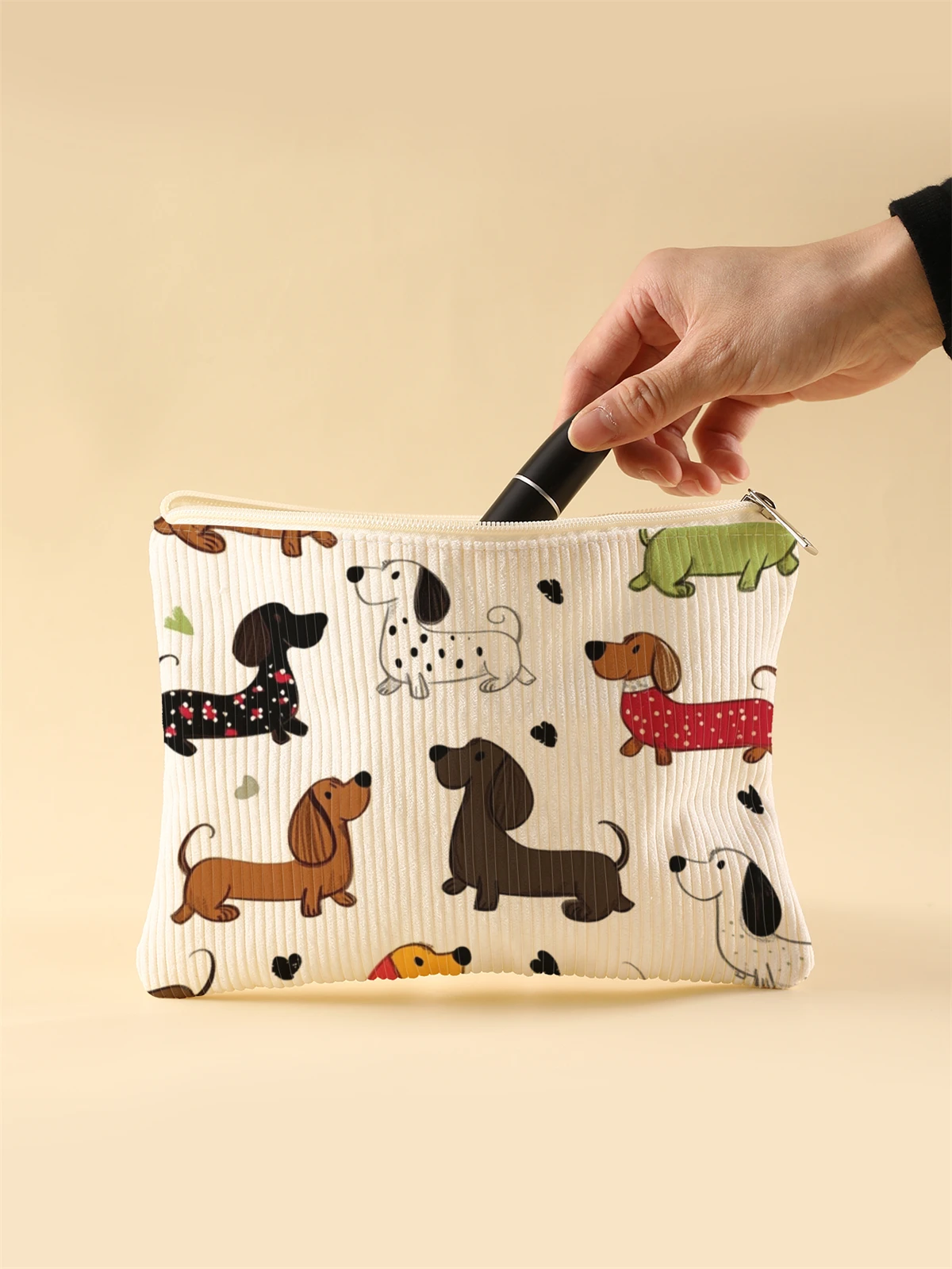 Corduroy Travel Cosmetic Bag Portable Makeup Storage Bag Purses Women Large Capacity Zipper Make Up Organizer Storage Clutch