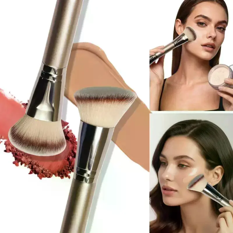 1pc Professional Dual-Ended Makeup Brush - Foundation Powder Concealer Contour Blush Brush 2-in-1 Multifunctional Cosmetic Tool