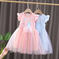 Disney Summer 2025 New Kids Dress Clothes Girls Dresses Frozen Elsa Anna Princess Party Costume For Children Outfits Clothing