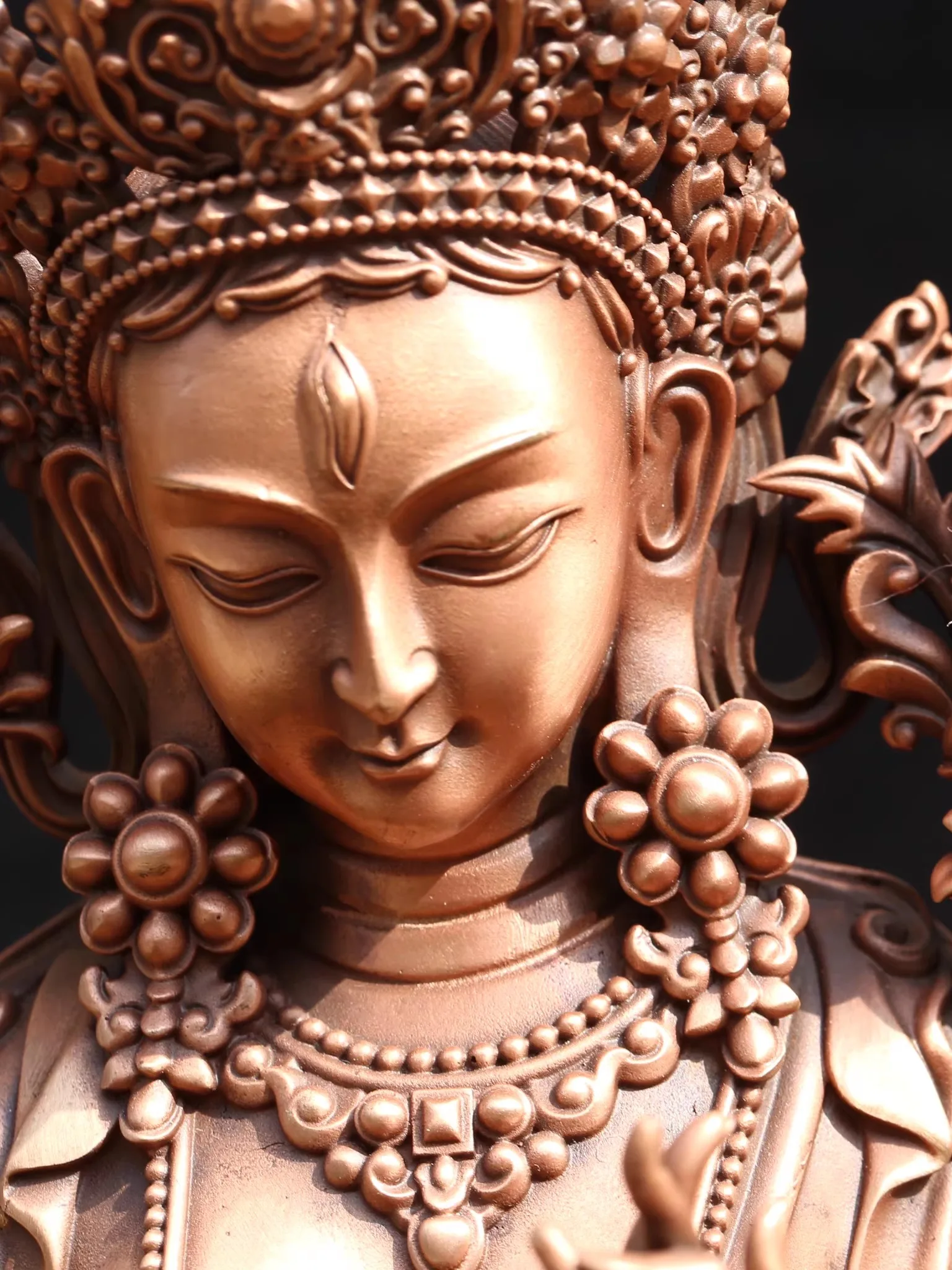 Red copper precision casting whiteness mother 7 inch 3 inch Buddha statue Tibetan desktop ornament Household offering bronze sta 3