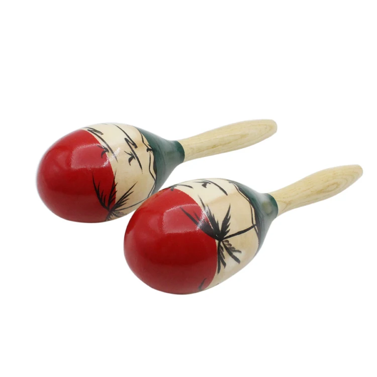 Description Picture 4 of item1Pair Colour Wood Maracas Wooden Tropical Party Percussion Shakers Wooden Sand Hammer Musical Party Child Baby Shaker Toy Gifts