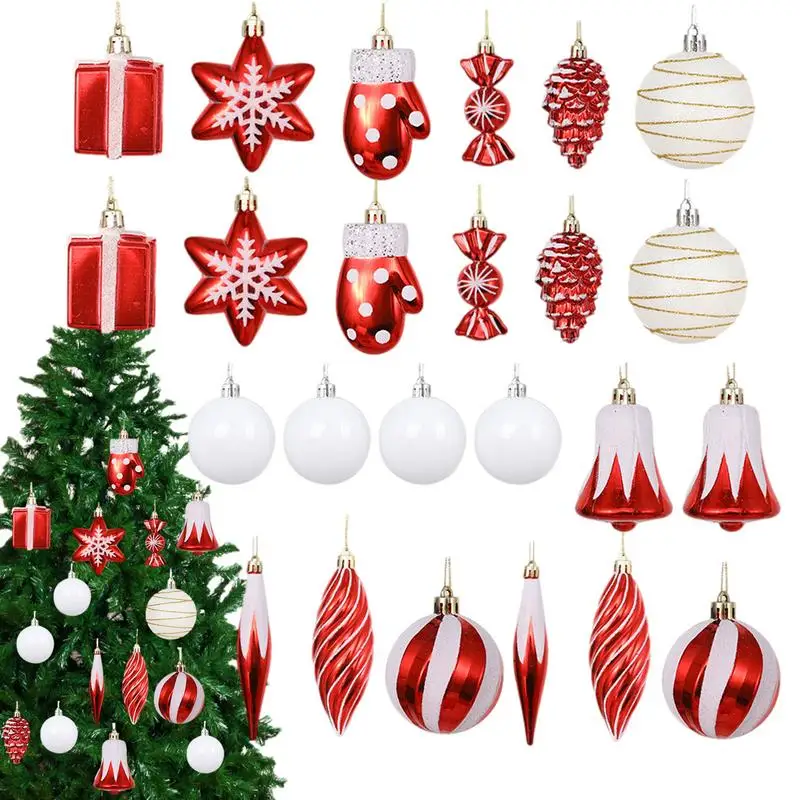 

Candy Christmas Tree Ornaments Candy Canes Ball Pendants 24pcs Shatterproof Aesthetic Vibrant Tree Christmas Tree Ball Ornaments