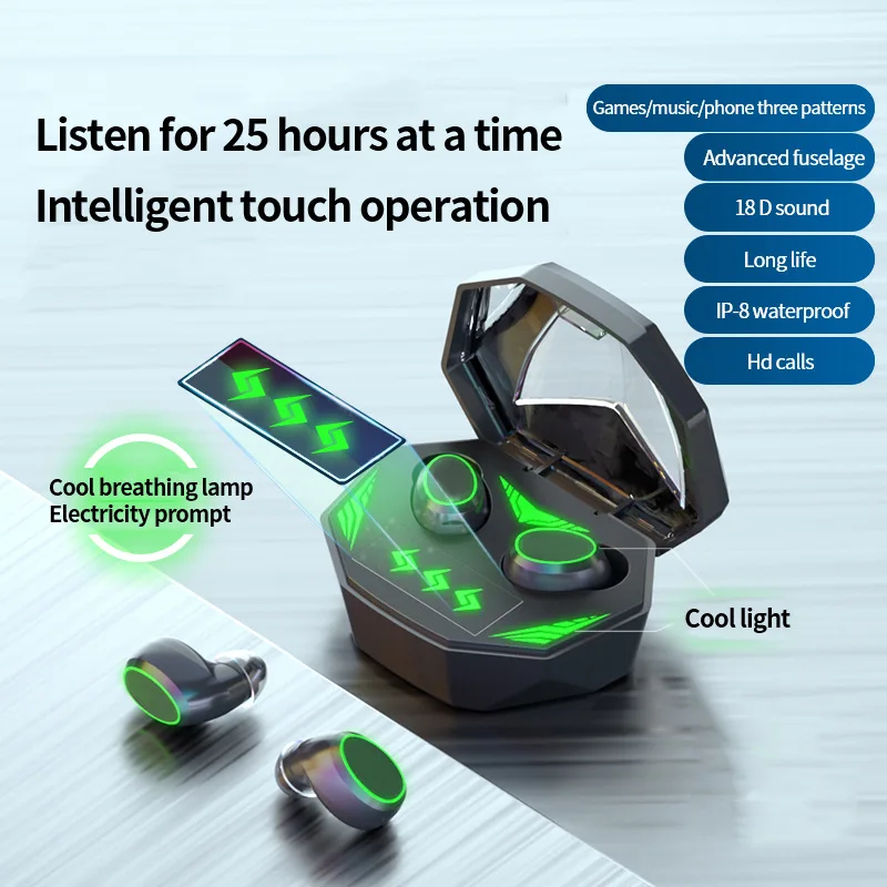 

TWS Bluetooth Earphones Wireless Gaming Headphones Low Latency Noise Reduction Earbuds Stereo In-ear Sports Headset With Mic