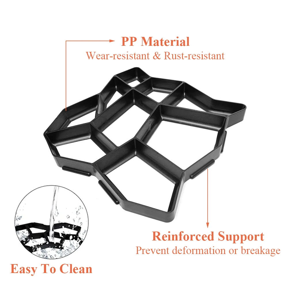 Garden pavement mold DIY path maker paver mold reusable concrete cement stone design paver mould garden decoration paving tool
