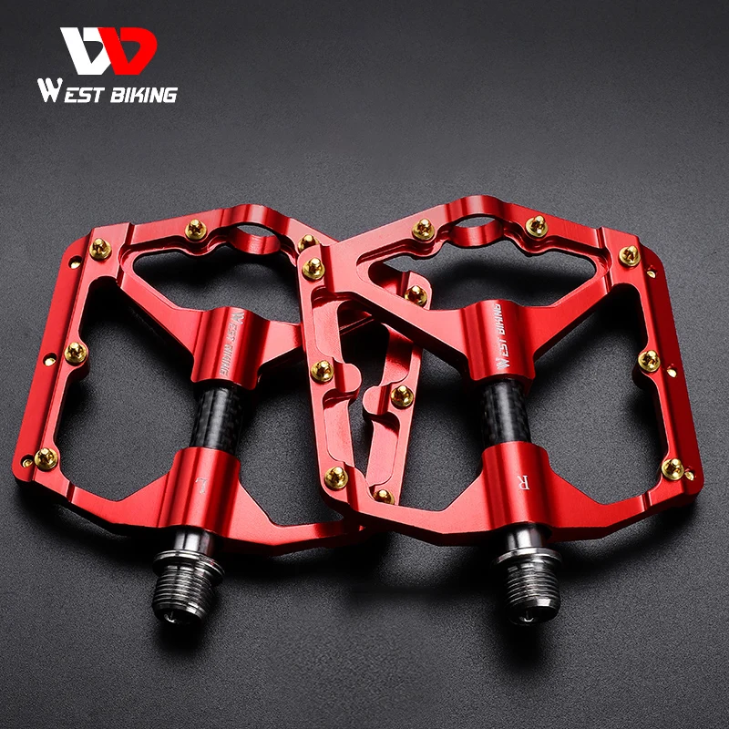 

WEST BIKING MTB Bicycle Pedals 3 Bearing Ultralight Carbon Tube Bike Foot Board Anti-Slip Bike Platform Pedals Bike Accessories