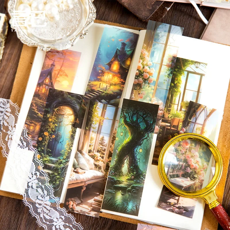 Bookmarks Stationery Supplies 8 Pcs Transparent PET Dreamland Bookmark Fairy Forest Book Mark Bookmarks for Kids Women Teacher Students Gifts Back To School