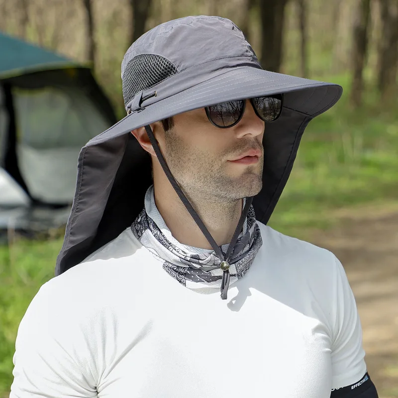 60-65cm Big Head Unisex Men  Women Fisherman Hat Fat Man Big Number Neck Protector Face Shading Sunscreen Hat Leisure Travel Hat 4