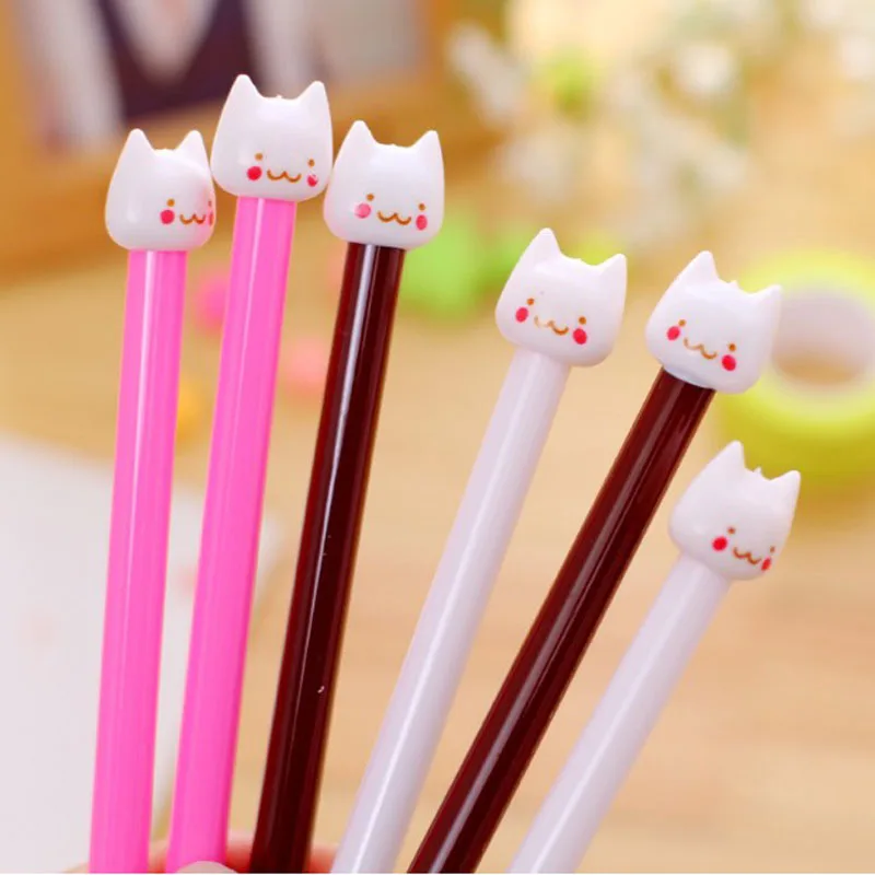 

20 Pcs 0.38mm Black Ink Gel Pen Plastic Cartoon Cat Gel Pens School Home Decor School Writing Tools Kawaii Stationery Student