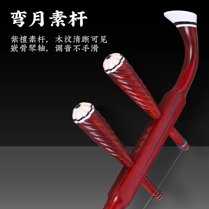 Professional ZhongHu African Sandalwood Midrange Erhu Front Regular Octagonal Rear Round Performance Exam Redwood Zhonghu
