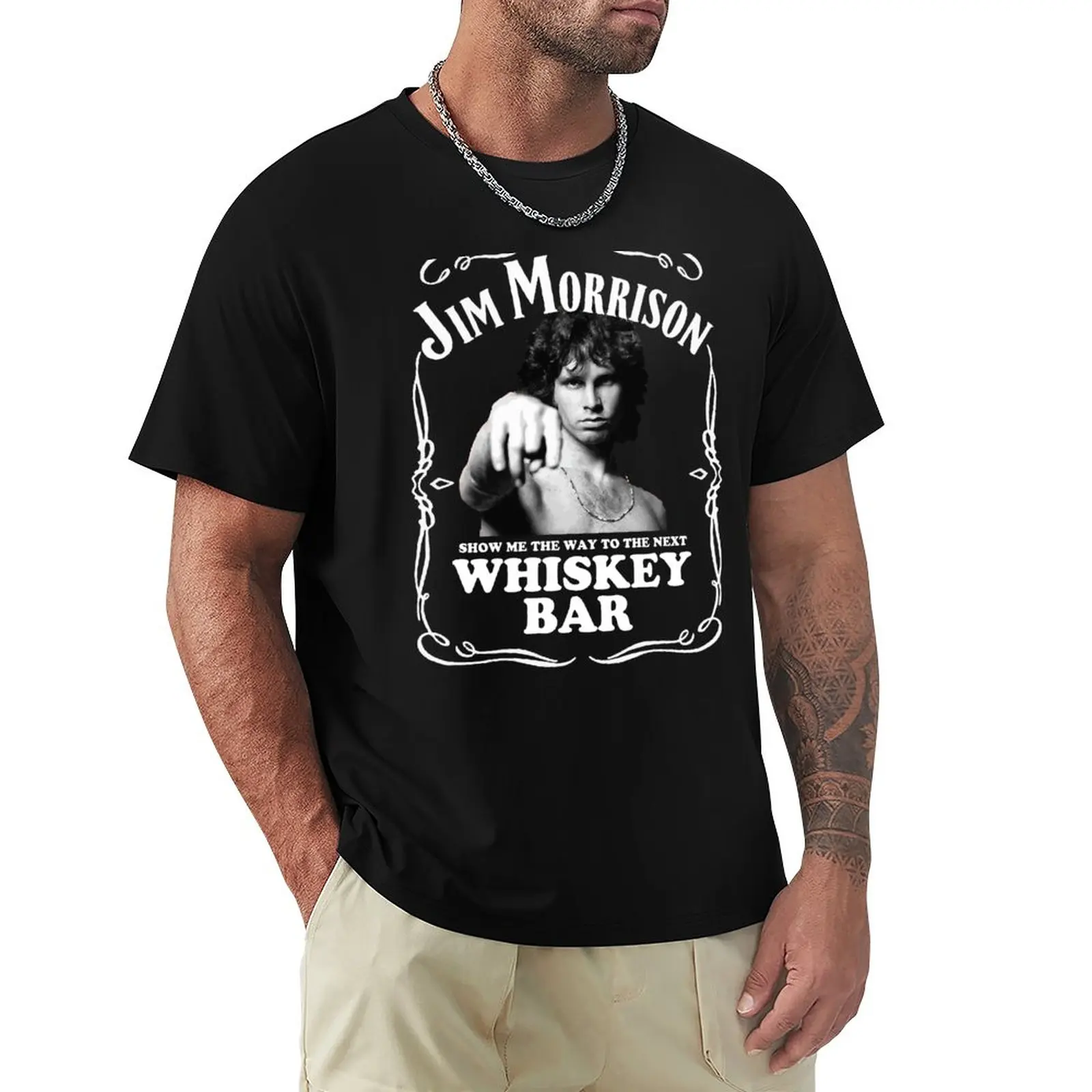 Jim Morrison Show Me The Way To Next Whisky Bar T-Shirt Pesante T-Shirt Oversize Oversize Da Uomo