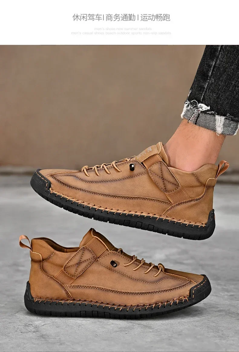 Sa68b6ef36bad4996a12c23ff1701dda92 Handmade Breathable Leather Men Shoes Comfortable Casual Sneakers Plus Size