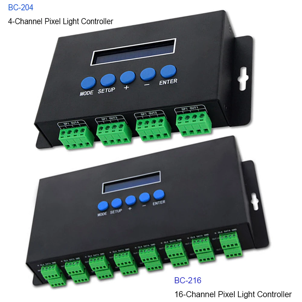 

BC-204 BC-216 Artnet Eternet To SPI/DMX Pixel LED Controller DC5V-24V Output 4 Channels 16 Channels For 2811 2812 2801 Strip