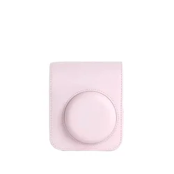 Premium PU Leather Camera Case with Shoulder Strap - Soft Protective Travel Bag (Pink)