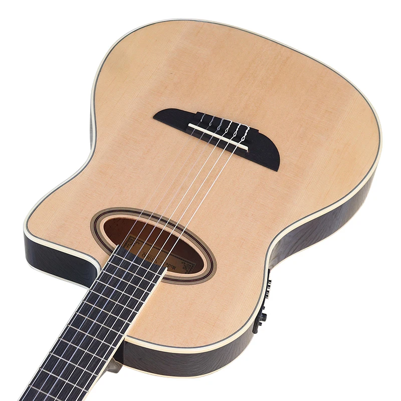 Classical Guitar 6 String Classical Guitar 39 Inch Electric High Gloss Natural Color With Pickup