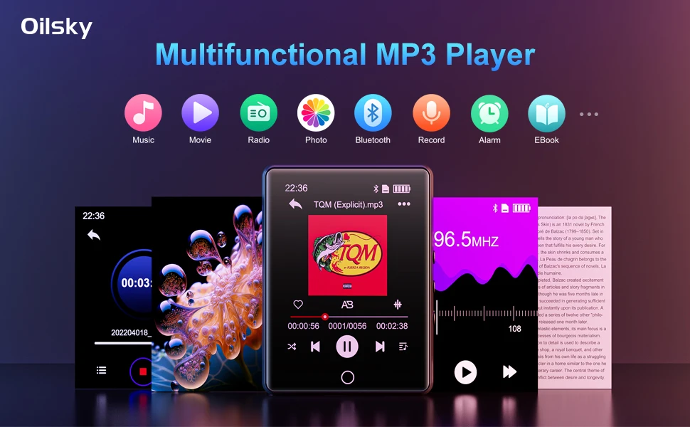 Oilsky-D26 64 GB MP3/MP4-Player, voller Touchscreen, 2,8 Zoll Bluetooth 5.3, bis zu 128 GB Speicher, tragbarer Audio-Video-Player – Detail 1