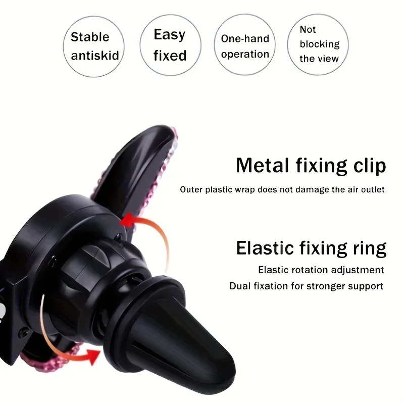 Car Phone Holder Diamond Crystal Car Air Vent Mount Clip Mobile Phone Holder Stand in Auto Bracket Interior Accessories