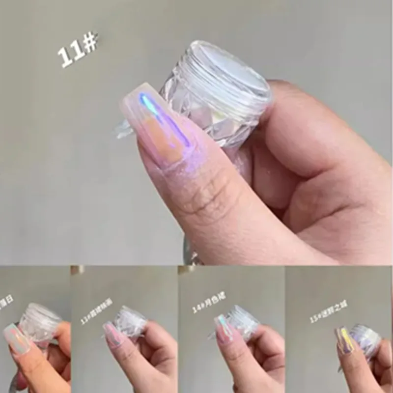 DIY Nails Powder Nails Glitter Aurora Shining Pigment Chrome Dust Woman Nail Art Decoration Pearl White Moonlight Mirror
