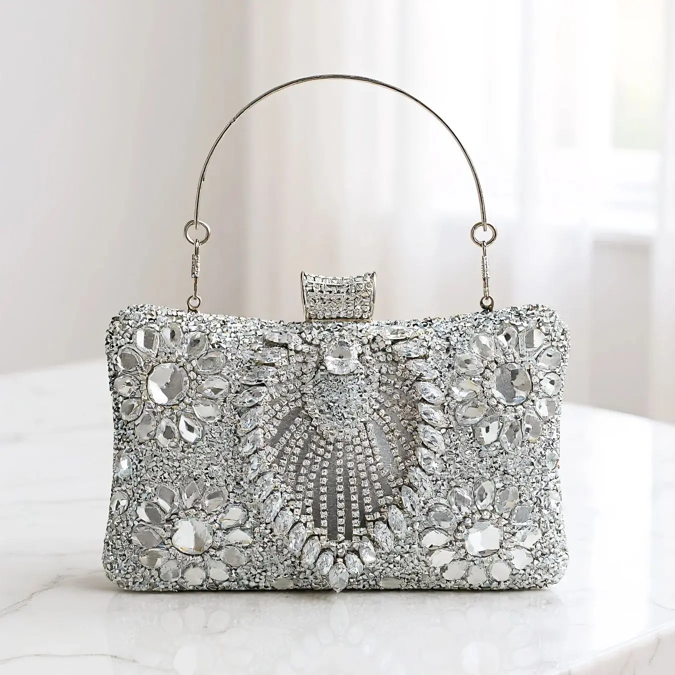 Acrylic Glitter Tassel Women Evening Clutch Bag