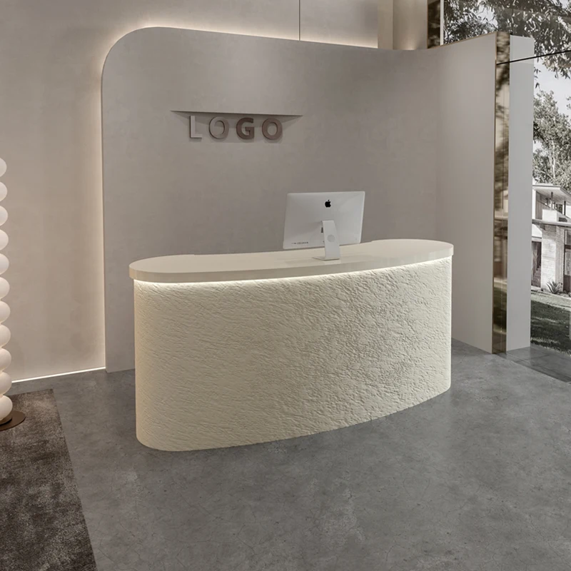 Beauty Salon Counter Outdoor SPA Furniture Business Cashier Desk Table For Aesthetics Wood Color Front Reception Bar Furniture
