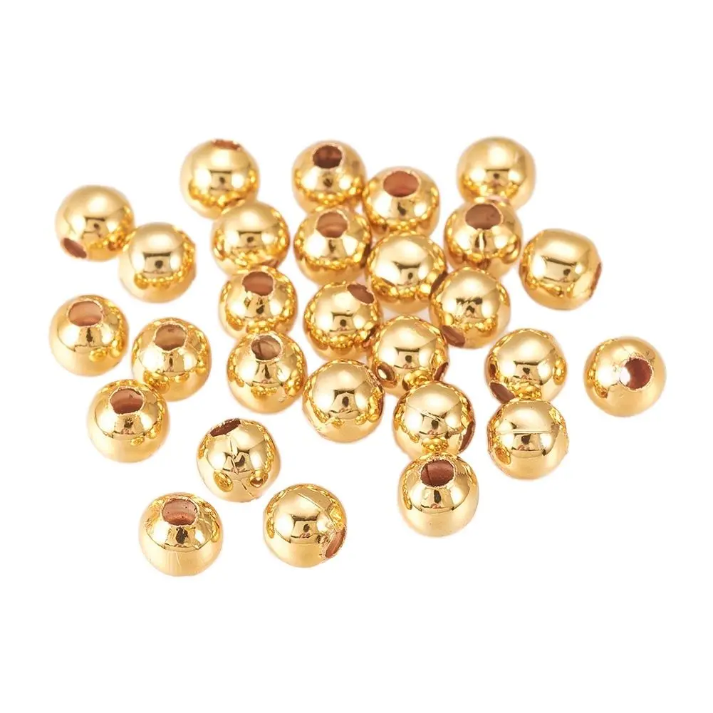 

Kissitty 50Pcs/Lot 3MM Gold Color Brass Beads Long-Lasting Plated Beads For Jewelry Making DIY Bracelet Necklace Accessories