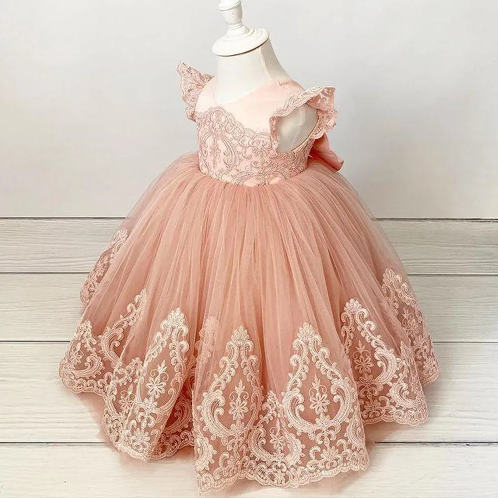 

Butterfly Formal Girl Dress Flower Girl Dresses Applique First Communion Party Prom Princess Gown Bridesmaid Wedding With Train