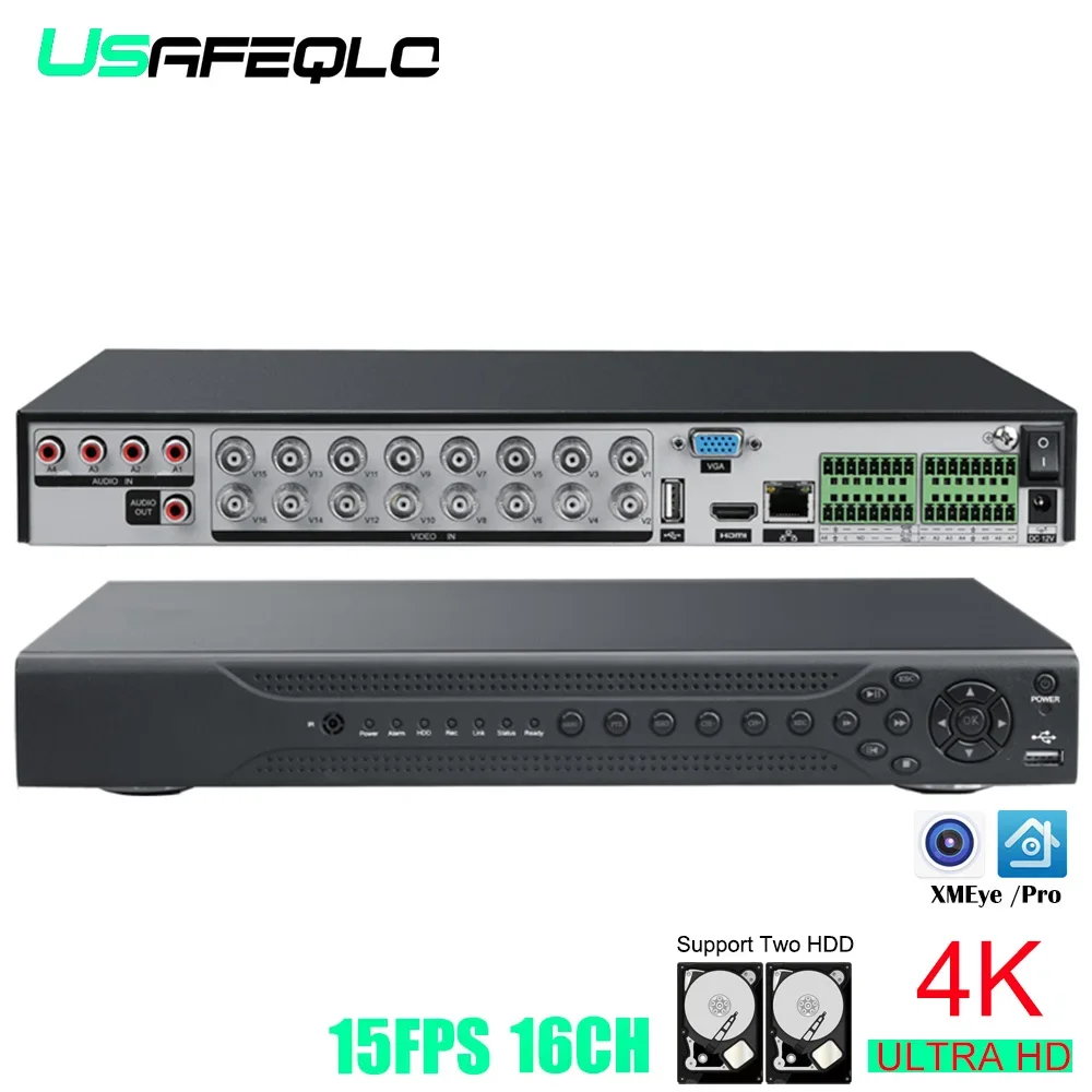 15Fps 4K 16Ch Cctv Dvr Recorder 6 In 1 Hybrid Nvr Dvr Security System 8Mp Xmeye Videoregistratore Di Sorveglianza Analogica 16 Canali 4K