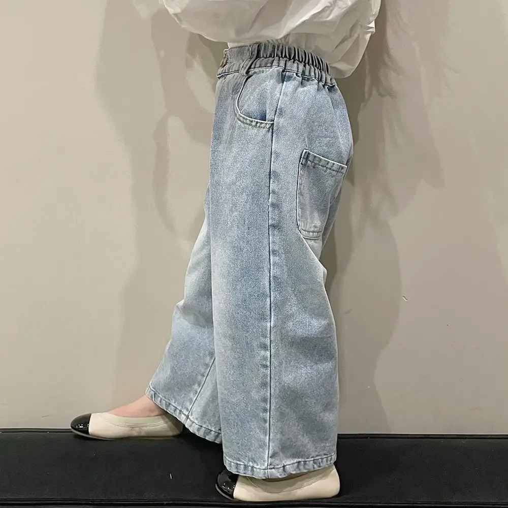 Cotton Girls Pants Elastic Waist Ankle Length Loose Straight Clean Solid Soft Comfortable Girls pants,girls trousers,kids pants