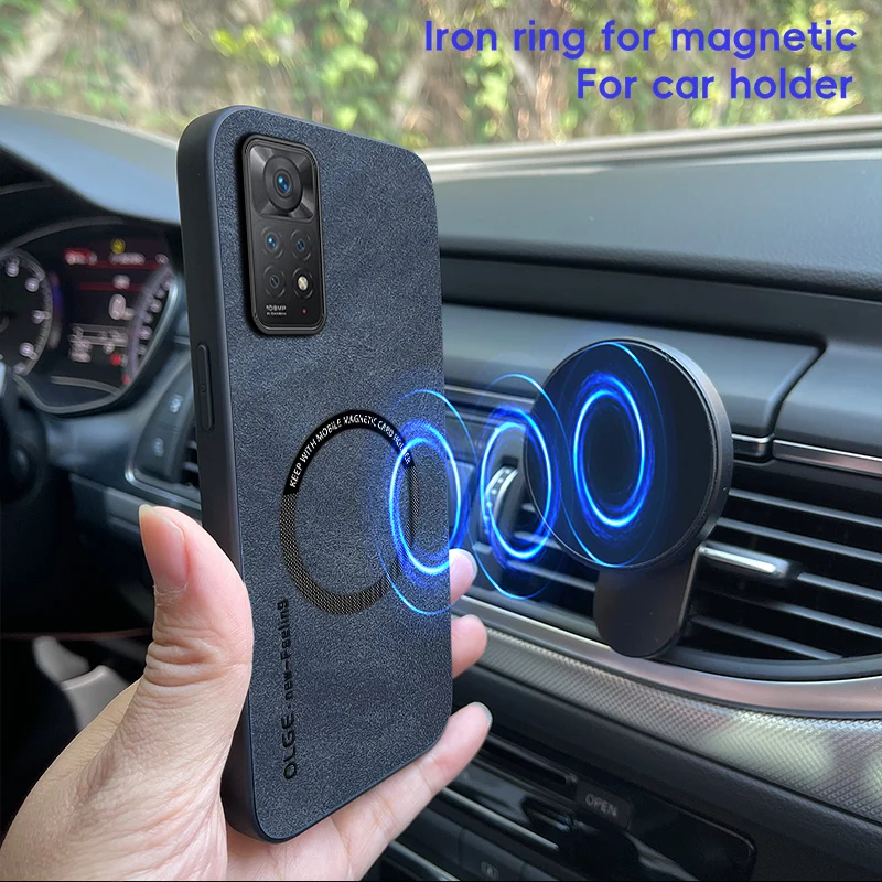 Magnetic Retro Leather Soft Case | Wireless Charging Phone Cover