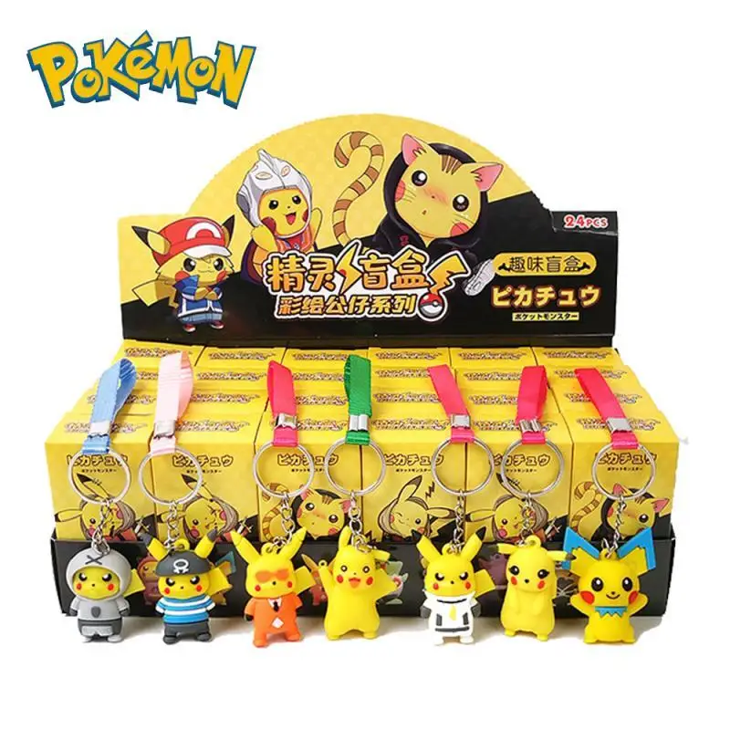 24Pcs Pokemon Portachiavi Mystery Box Kawaii Pikachu Portachiavi Blind Box Cute Action Figures For Toys Regali Di Compleanno Pendenti