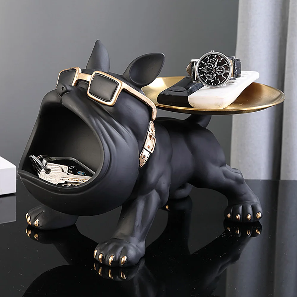 

Bulldog Resin Dog Statue Living Room Placement Decorative Tray Storage Ornament Home Decoration Storage Box Desktop Decorations