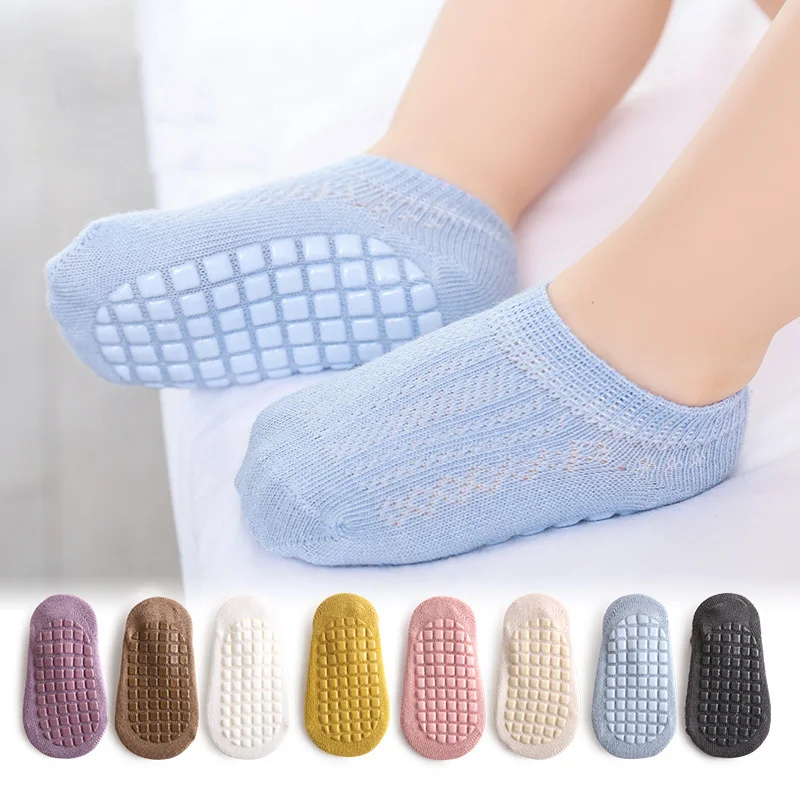 Summer Thin Baby Sock for Boys Girls White Mesh Ankle Short Sock for Toddler Thin Soft Breathable Indoor Non-slip Floor Sock
