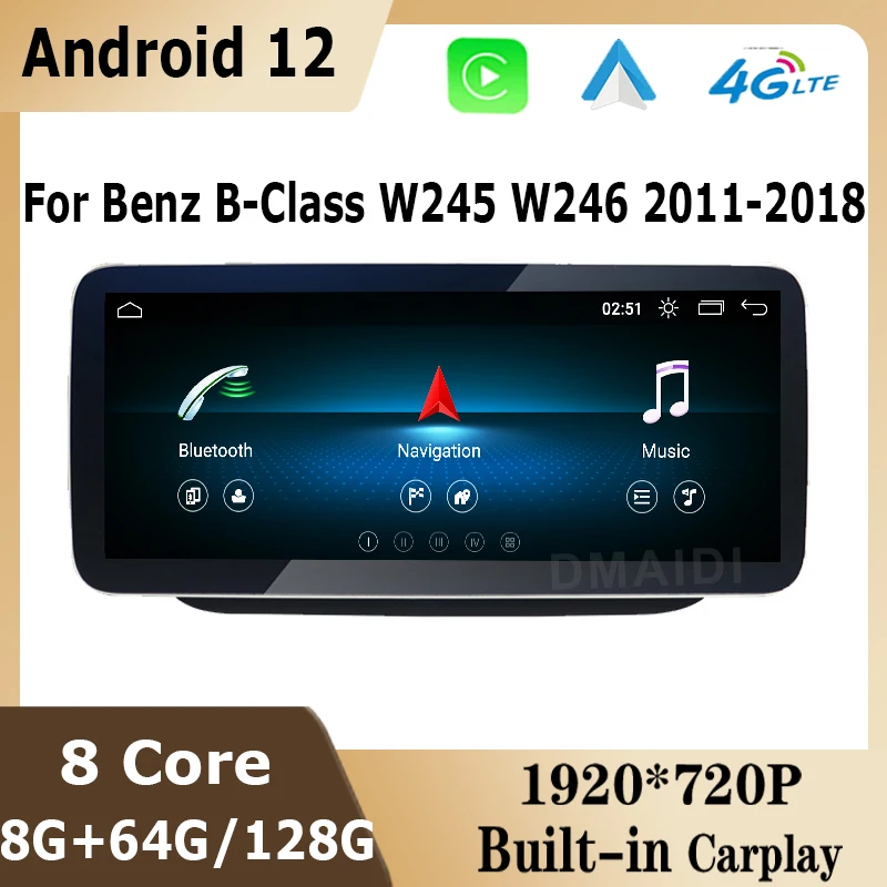 

Andriod 12 8G+128G 10.25/12.5inch Display Car Radio GPS Multimedia Player For Mercedes Benz B Class B180 W245 w246 2011-2018