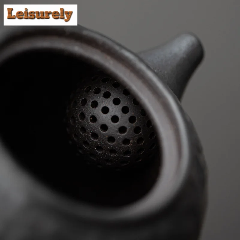 Handmade Black Pottery Buddha Teapot Zen Tea Infuser Art Pot Tea Maker Kettle With Ball Hole Tea Ceremony Accessories Collection