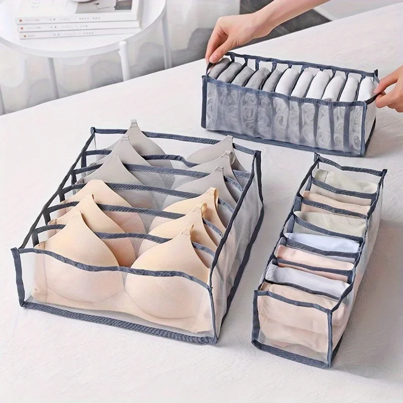3pcs/ set Underwear Fabric Drawer Storage Basket, Socks Storage Drawer Box For Panties Bras Ties, Clothes, Organizer Of Wardrobe 2