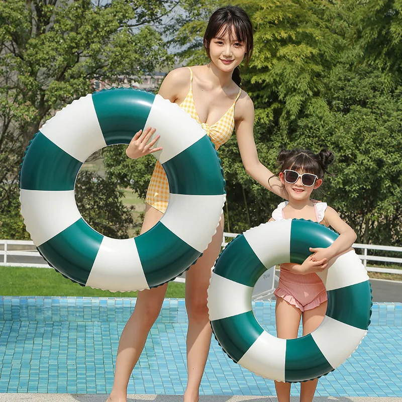 Ins Thickened Swimming Ring Olive Inflatable Baby Underarm Ring Striped Cherry Floating Danish Retro Swimming Ring inflatable pool float