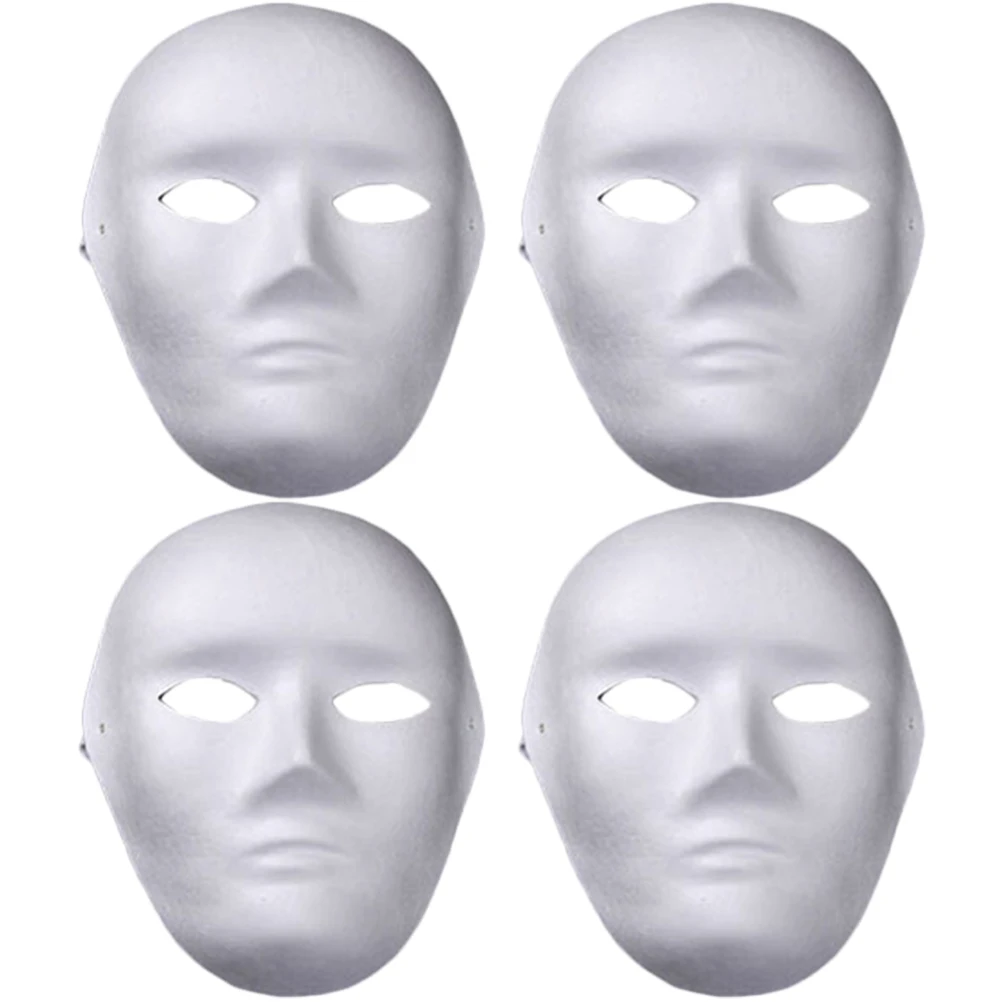 

4pcs DIY Masks Halloween Pulp Masks Cosplay Blank Masks Stage Performance Masks