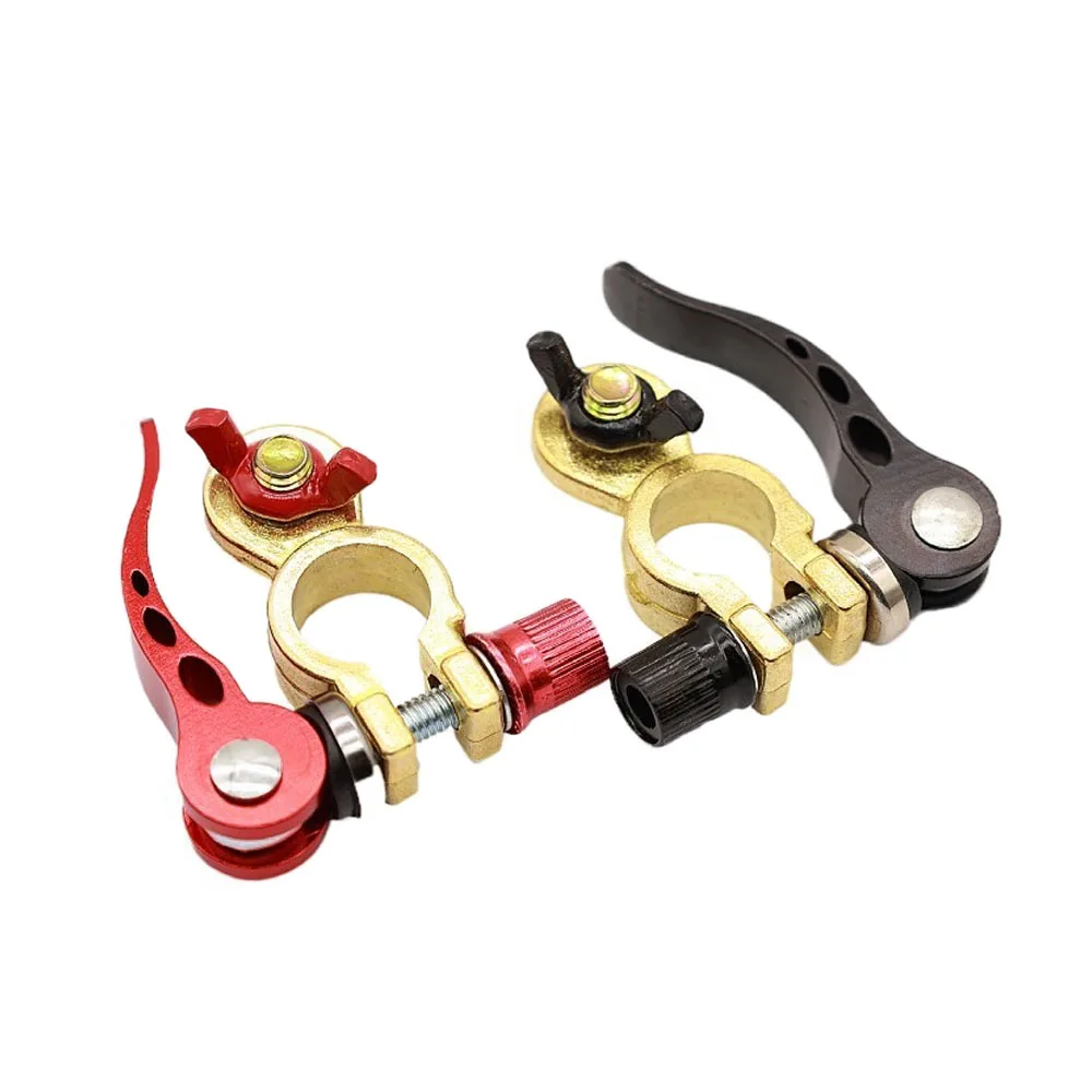 1 Pair M8 5/16 Car Battery Terminal Connectors 70 mm Brass Quick Release Universal For Car Truck RV Truck Auto Accessories