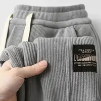 Spring Autumn Men's Casual Thin Corduroy Pants Wear-resistant Dir-resistant Sports Sweatpants Loose Fit Elastic Waist