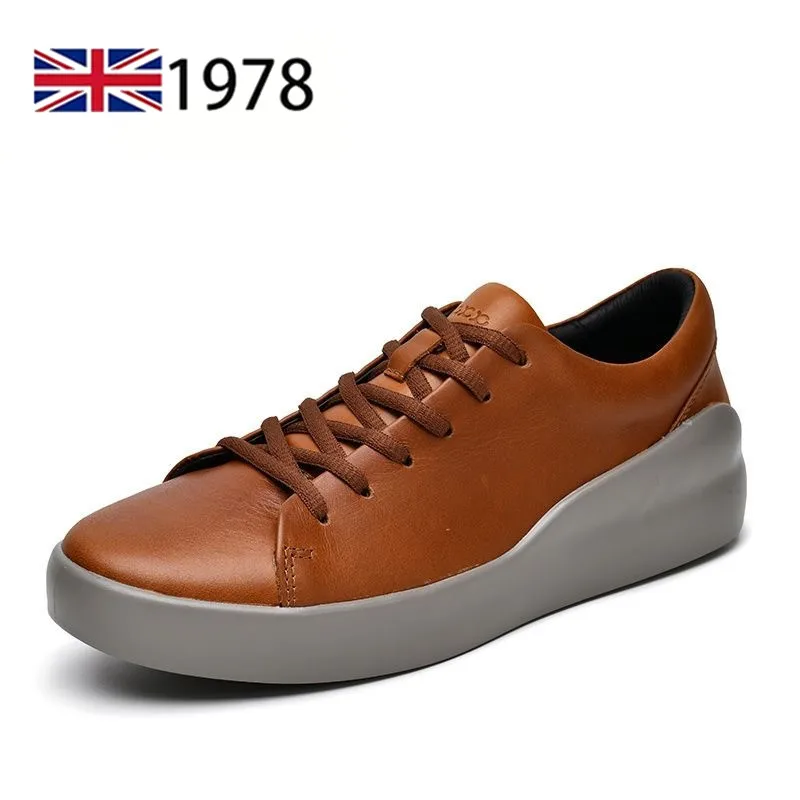Men's Cowhide Board Shoes Casual Lace Up Comfort Business Shoes Wear-Resistant Sports Anti Slip Walking Men leather shoes anti slip shoes