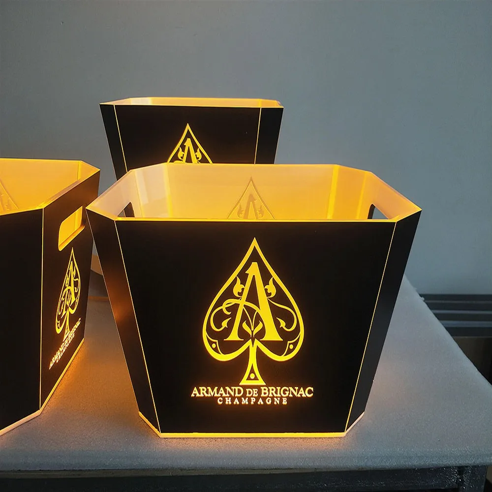 Led Rechargeable Ice Buckets Flashing Acrylic Boat Shape Beer Wine Bottle Cooler Bar Whisky Champagne Bucket