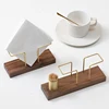 Desktop Organizer Tableware Supplies Wood Tissue Paper Holder Napkin Brass Box Storage Toothpick 5