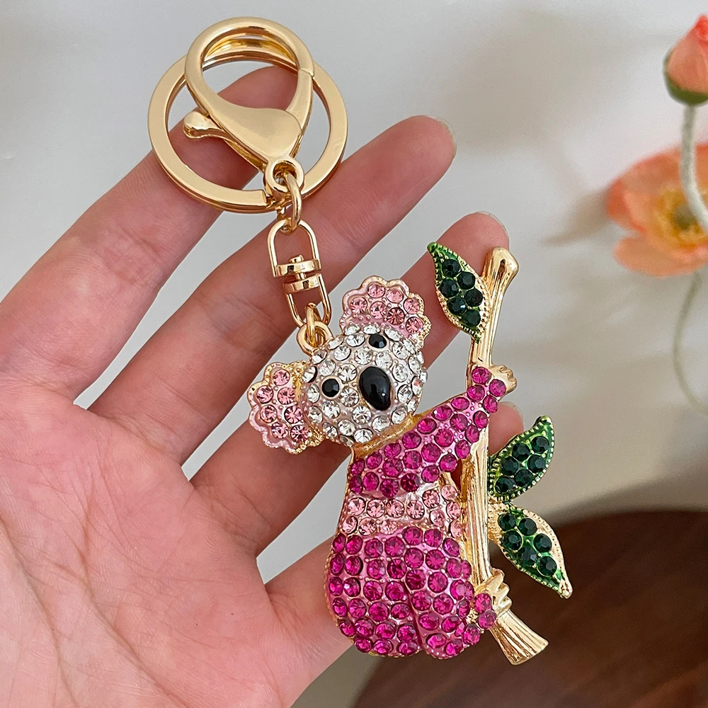 מחזיק מפתחות קואלה חדש לשנת 2025 עם קריסטלים ואבן חן, תליון לתיק יד לנשים, קישוט לזיכרון