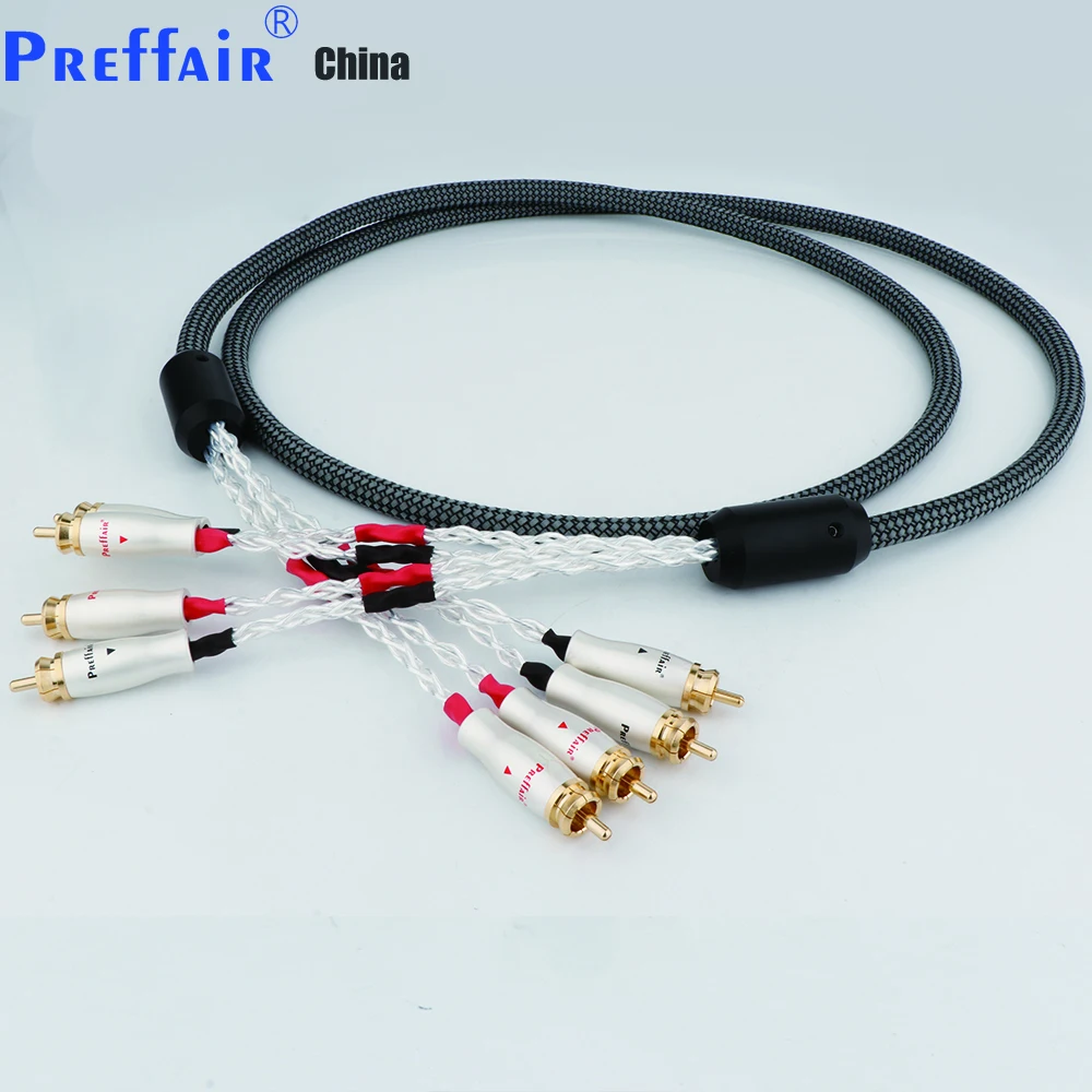 

Preffair HiFi Audio Speaker Cable Gold Plated 4RCA to 4RCA Male Plug RCA Splitter Audio Cable HIFI Interconnect Cable